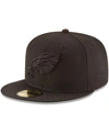 NEW ERA MEN'S PHILADELPHIA EAGLES BLACK ON BLACK 59FIFTY FITTED HAT