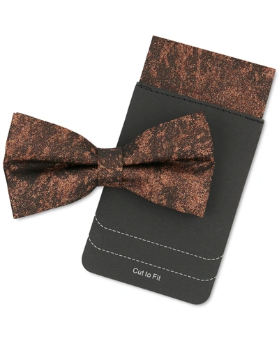 Tallia Men's Bronze Patterned Bow Tie & Pocket Square Set