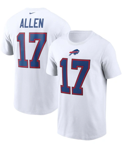 Nike Men's  Josh Allen White Buffalo Bills Name And Number T-shirt In White/white