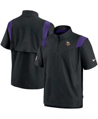Nike Men's Black Minnesota Vikings Sideline Coaches Short Sleeve Quarter-zip Jacket