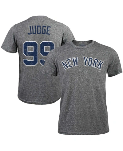 Men's Majestic Threads Giancarlo Stanton Gray New York Yankees Name & Number  Tri-Blend T-Shirt
