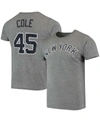 MAJESTIC MEN'S GERRIT COLE HEATHERED GRAY NEW YORK YANKEES NAME NUMBER TRI-BLEND T-SHIRT