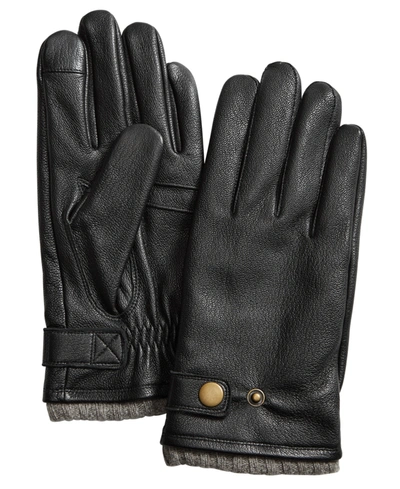 Club Room Men's Leather Gloves With Cashmere Lining, Created For Macy's In Black