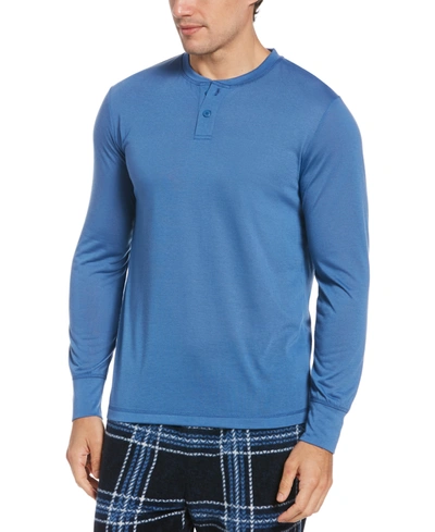 Perry Ellis Portfolio Men's Henley Long-sleeve Pajama Shirt In Federal Blue