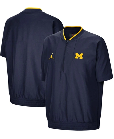 Jordan Men's Navy Michigan Wolverines 2021 Coaches Short Sleeve Quarter-zip Jacket