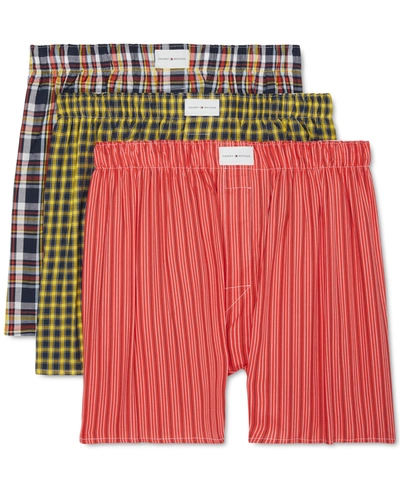 Tommy Hilfiger Men's 3-pack Classic Printed Cotton Poplin Boxers In Trout