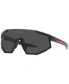 Prada Shield Frame Sunglasses In Black Rubber