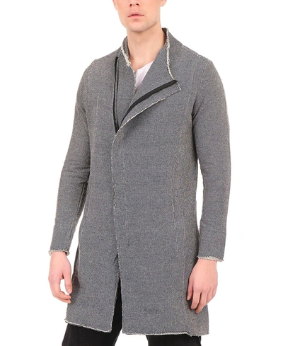 Ron Tomson Modern Longline Zippered Cardigan In Gray