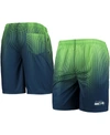 FOCO MEN'S COLLEGE NAVY AND NEON GREEN SEATTLE SEAHAWKS PIXEL GRADIENT TRAINING SHORTS