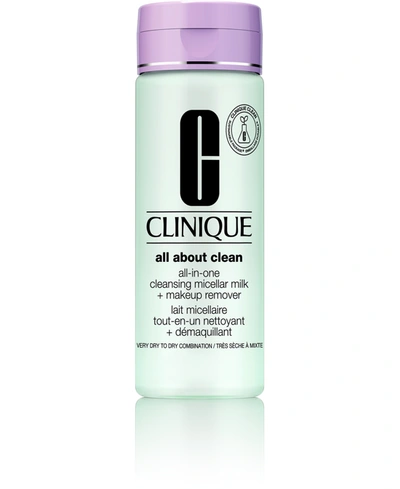 Clinique All About Clean All-in-one Cleansing Micellar Milk + Makeup Remover For Skin Types 1 & 2, 6.7 Oz.