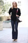 42pops Basic Waffle Sweater In Black In Black