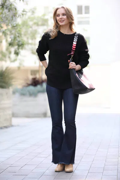 42pops Basic Waffle Sweater In Black