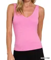42pops Double Layered V-neck Tank Top In Candy Pink