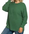 42pops High Low Basic Waffle Sweater In Evergreen In Green