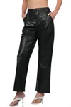 42pops High Waist Faux Leather Pants With Pockets In Black In Black