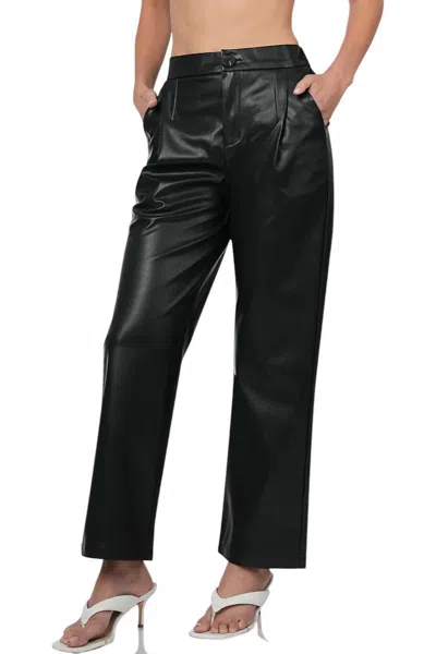 42pops High Waist Faux Leather Pants With Pockets In Black