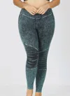 42pops Mineral Washed Leggings In Hunter Green In Green