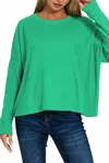 42pops Ribbed Dolman Crewneck Sweater In Kelly Green