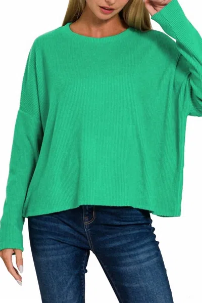 42pops Ribbed Dolman Crewneck Sweater In Kelly Green