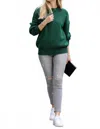 42pops Round Neck Long Sleeve Sweater In Green In Green
