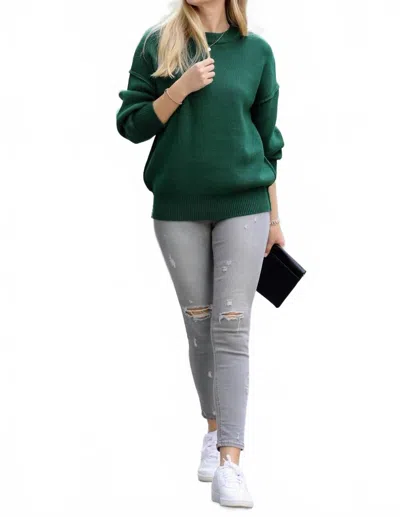 42pops Round Neck Long Sleeve Sweater In Green