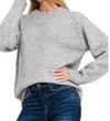 42pops Round Neck Long Sleeve Sweater In Grey In Gray