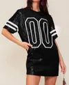 42pops Sequin Game Day Oversized Top In Black In Black