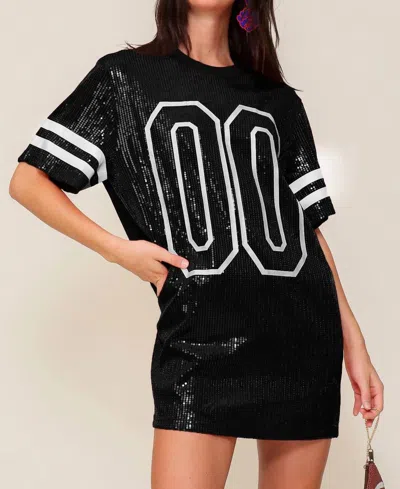 42pops Sequin Game Day Oversized Top In Black