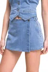 42pops Snap-on Button Denim Skorts In Lt. Blue-168467 In Blue