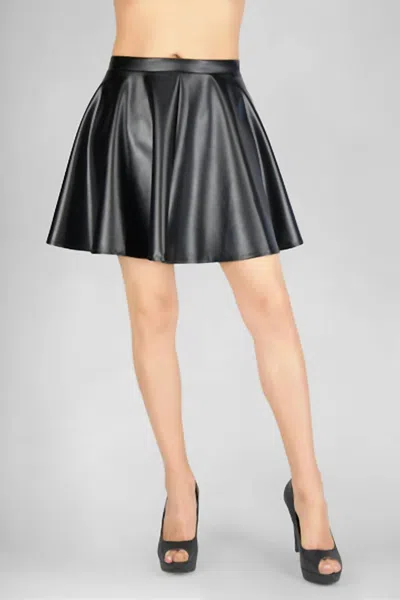 42pops Vegan Leather Skater Skirt In Black