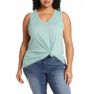 42pops V-neck Sleeveless Top - Plus In Light Green In Blue