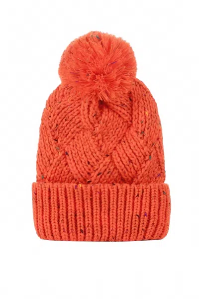 42pops Women's Speckled Pom Pom Beanie In Orange In Red