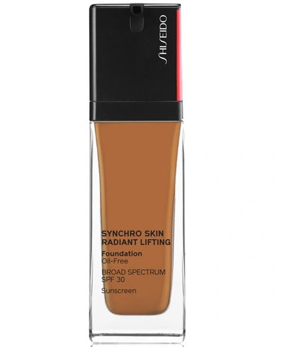 Shiseido Synchro Skin Radiant Lifting Foundation, 30 ml In Amber - Slightly Olive Tone For Rich Tan