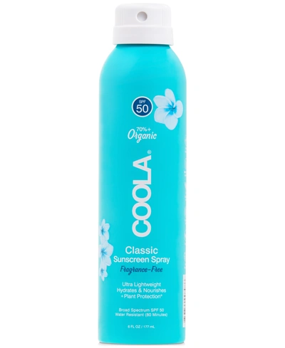 Coola Classic Body Organic Sunscreen Spray Spf 50 - Fragrance Free, 6-oz.