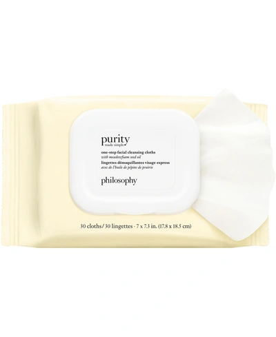 PHILOSOPHY PURITY MADE SIMPLE ONE-STEP FACIAL CLEANSING CLOTHS, 30 CLOTHS