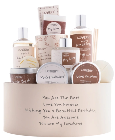 Lovery Birthday Gift Basket, Birthday Spa Gift Box, Coconut Body Care Gift Set, 15 Piece