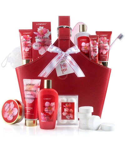 Lovery Body Care Gift Set, Japanese Cherry Blossom Home Spa Tote Bag Gift Set, 25 Piece