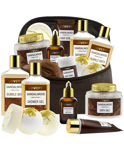 Lovery Sandalwood Body Care Gift Set, Relaxing Home Spa Set, 10 Piece