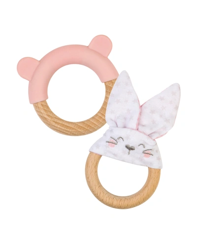 Saro Kalencom  Ring And Bunny Teether In Pink