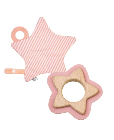 Saro Kalencom  Star And Crackling Star Teether In Pink