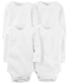 CARTER'S BABY BOYS OR BABY GIRLS SOLID LONG SLEEVED BODYSUITS, PACK OF 4