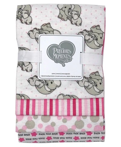 Precious Moments Baby Boys And Girls 4-piece Receiving Blankets In Pink