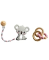 Tiny Teethers Designs 3 Stories Trading Tiny Teethers Infant Silicone And Beech Rattle And Teether Gift Set, Koala In Multi