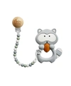 Tiny Teethers Designs 3 Stories Trading Tiny Teethers Infant Silicone Pacifier Clip With Large Removable Teether, Raccoon In Gray
