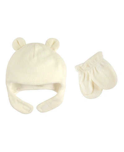 Luvable Friends Fleece Bear Hat And Mitten Set, 2-piece Set, 0 Months-4t In Cream