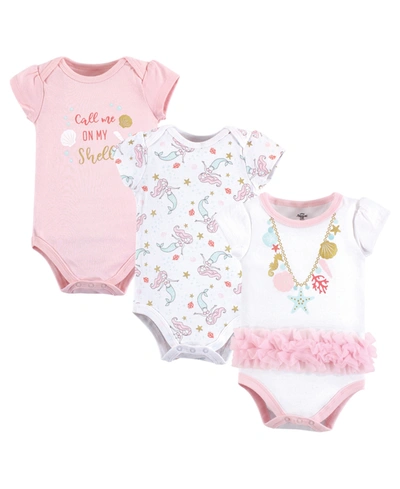 Little Treasure Baby Girl Cotton Bodysuits, 3-pack In Pink