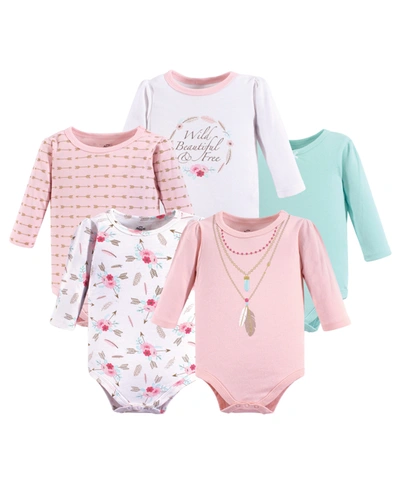 Little Treasure Baby Girl Cotton Bodysuits, 5-pack In Pink