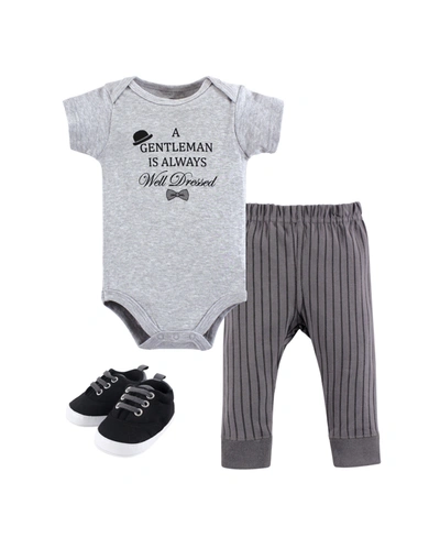 Little Treasure Baby Girl Bodysuit, Pants And Shoes Set In Gray