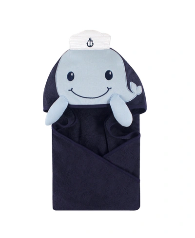 Little Treasure Animal Face Hooded Towel In Sailor Whale