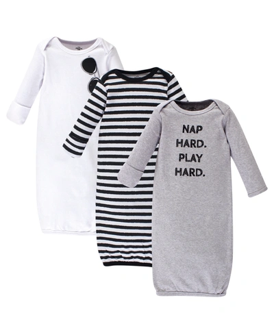 Little Treasure Cotton Baby Girl Gowns, 3-pack In Gray